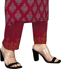 Stylish Red Printed Cotton Kurta Pant With Dupatta for Women-thumb3