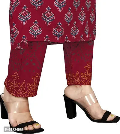 Stylish Red Printed Cotton Kurta Pant With Dupatta for Women-thumb4