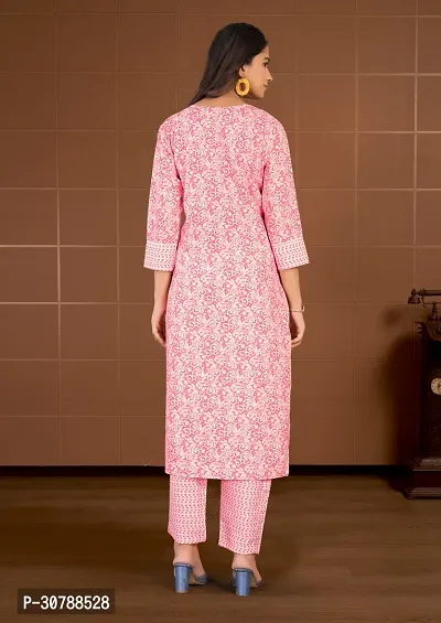 Elegant Pink Embroidered Rayon Kurta with Pant Set For Women-thumb4