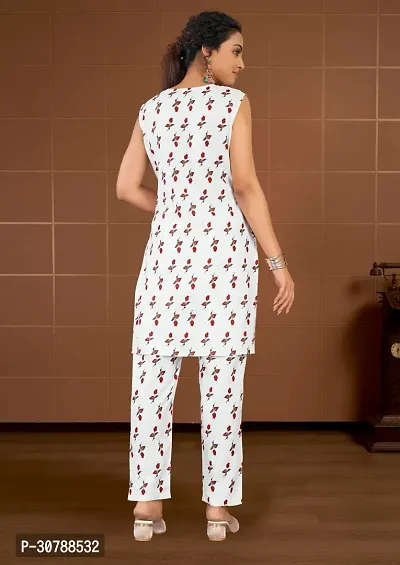 Elegant White Printed Rayon Kurta with Pant Set For Women-thumb4