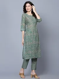 Santopera Designer Women New Reyon Stylish kurta pant set with green Colour-thumb3