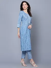 Santopera Designer Women New Reyon Stylish kurta pant set with Blue Colour-thumb1