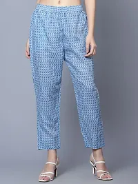 Santopera Designer Women New Reyon Stylish kurta pant set with Blue Colour-thumb3