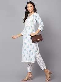 Santopera Designer Women New Reyon Stylish kurta pant set with White Color-thumb4