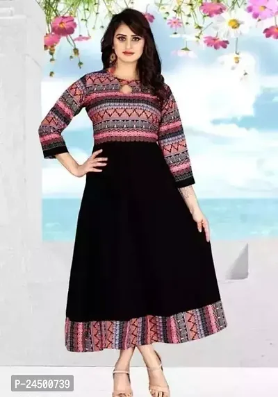 Stylish Crepe Stitched Kurta For Women-thumb0