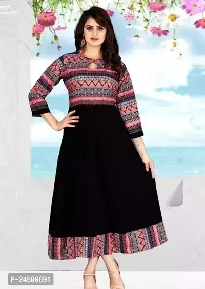 Stylish Crepe Stitched Kurta For Women-thumb0