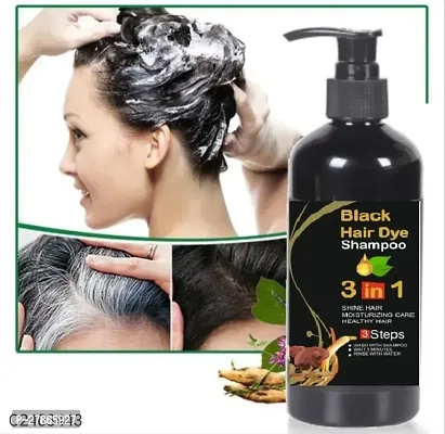 Herbal 3 in 1 Hair Dye Instant Black Hair Shampoo for Women  Men 100% Coverage Shampoo 300ml-thumb0
