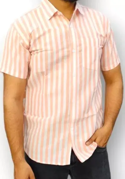 Reliable Khadi Striped Short Sleeves Casual Shirt For Men