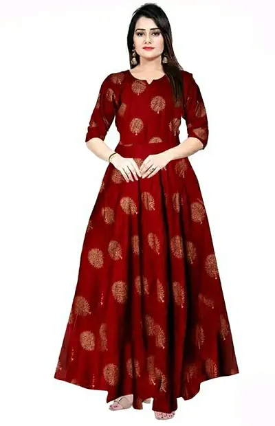 Kanika's Women Gown Kurta Rayon Maxi Long Gown Dress. (XX-Large)