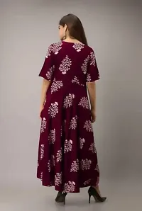 Women Printed Gown Kurti Rayon Long Anarkali Gown Dress.-thumb2