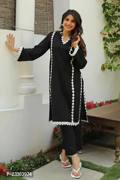 Black Pretty Kurta With Bottomwear for Girls  Women-thumb0