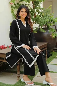 Black Pretty Kurta With Bottomwear for Girls  Women-thumb1