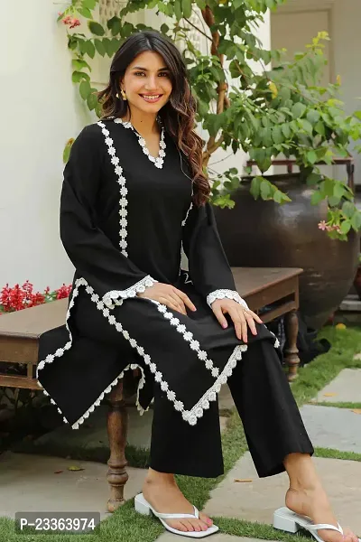 Black Pretty Kurta With Bottomwear for Girls  Women-thumb2