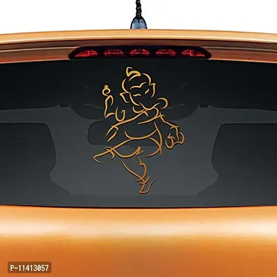 WallDesign Auto Graphics Jai Ganesha Copper Colour Reflective Stickers