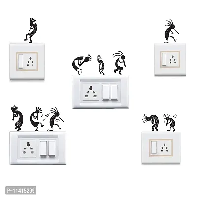 WallDesign Vinyl Ancient Tribal People Switchboard Sticker (Black) - Set of 9