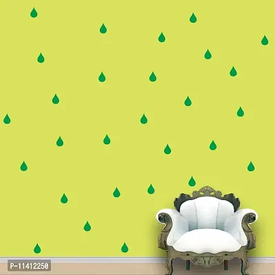 Rain Drops Pattern - Green Colour - Set of 84 Wall Stickers