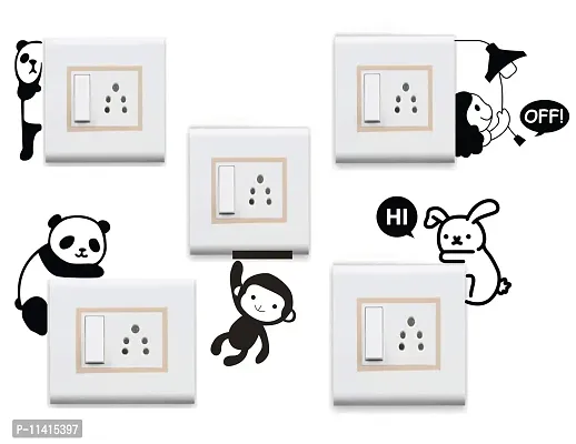 WallDesign Vinyl Combo Teddy Switch Board Decal Sticker (Black) - Set of 5