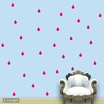 Rain Drops Pattern - Pink Colour - Set of 84 Wall Stickers