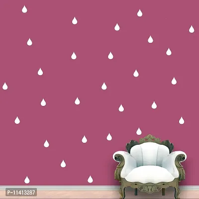 WallDesign Vinyl Rain Drops Pattern Wall Stickers (White, 3 In) - Set of 84-thumb0