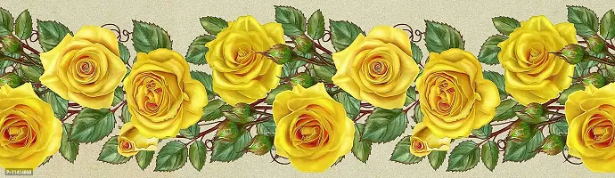 WallDesign Yellow Rose with Leaves Flowers Painted Wall Border - 5.25 inch Width by 5 ft Length