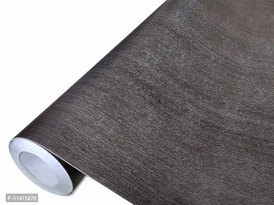 WallDesign Vinyl Wallpaper Semi-Glossy Elegant Black Brown Wood Grain Film (16in x 10ft) for Upgrading Furniture, Wall, Table, Cupboard, Any Surface-thumb0