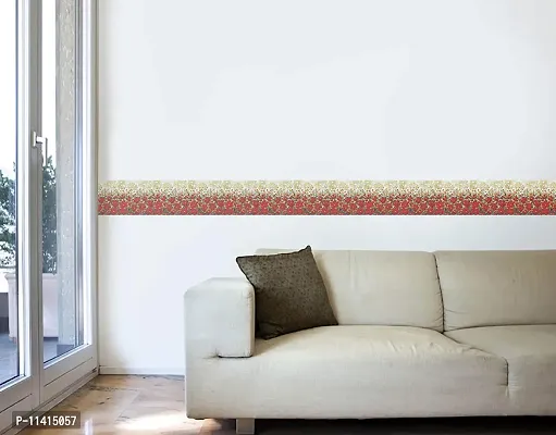 WallDesign Designer Artistic Red & White Flowers Wall Border Sticker - 5.25 inch Width by 20 ft Length-thumb4