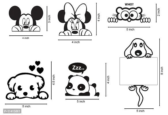 WallDesign Vinyl Artistic Pets Switch Board Decal Sticker ( Black , Set of 6), Animal-thumb5