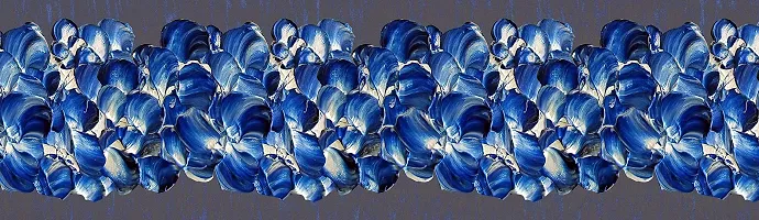 WallDesign White Blue Bouquet Flowers Painted Adhesive Wall Border - 5.25 inch Width by 5 ft Length-thumb3