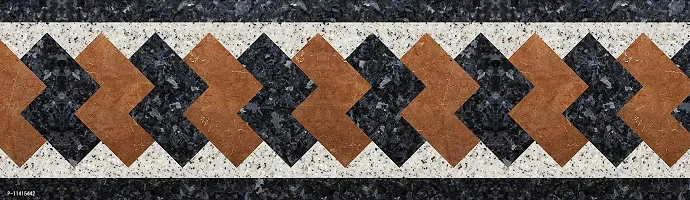 WallDesign Vinyl Marble Stone Inlay Design Tile Wall Border - (Brown and Black, 3 inch Width by 30 ft Length)