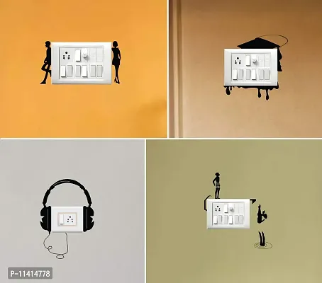 WallDesign Vinyl Combo Switch Board Wall Sticker (Black) - Set of 4-thumb2