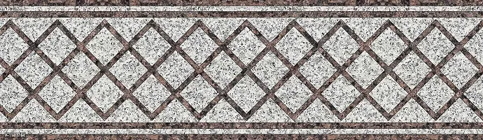 WallDesign Vinyl Tile Geometric Pattern Wall Border - 3 inch Width by 30 ft Length (Grey)-thumb0