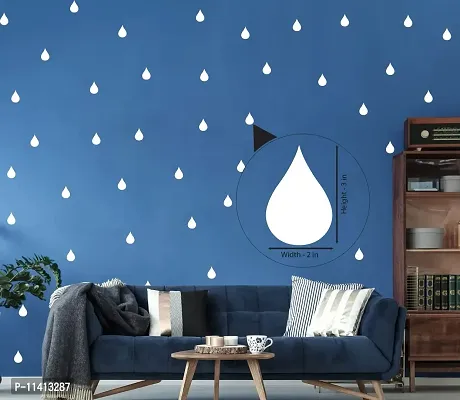 WallDesign Vinyl Rain Drops Pattern Wall Stickers (White, 3 In) - Set of 84-thumb2