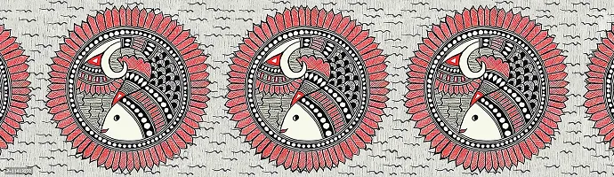 WallDesign Decorative Artistic Fish Grey Ethnic Wallpaper Border - 3 inch Width by 30 ft Length-thumb0