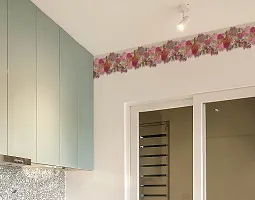 WallDesign Multicolor Flowers with Leaves Self Adhesive Wall Decor Edge Frill Border Sticker for Ceiling, Floor Skirting, Cupboard, Kitchen Backsplash, Tiles - 5.25 Inch Width x 30 Feet Length-thumb1