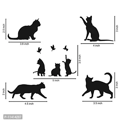 WallDesign Vinyl Cute Cats Combo Switch Board Sticker - Set of 5 (Black)-thumb3