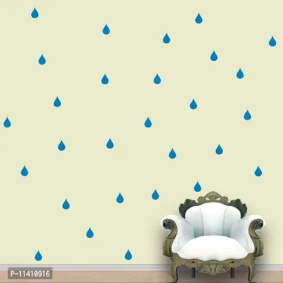 Rain Drops Pattern - Blue Colour - Set of 84 Wall Stickers