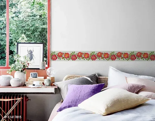 WallDesign Floribunda Flowers & Leaves Wall Sticker Border - 5.25 inch Width by 5 ft Length-thumb3