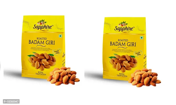 SAPPHIRE Roasted and Salted Almonds/Badam Giri Pack of 2 (250gm X 2)