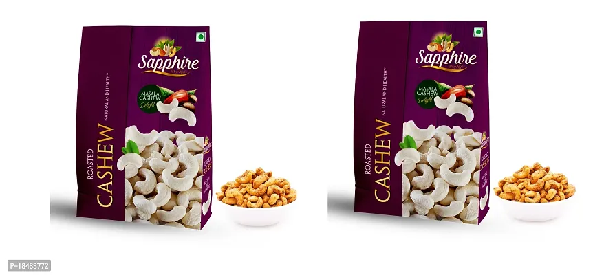 SAPPHIRE Premium Roasted and Masala Delight Cashews/Kaju (320 Grade) - Pack of 2 (250gm X 2)