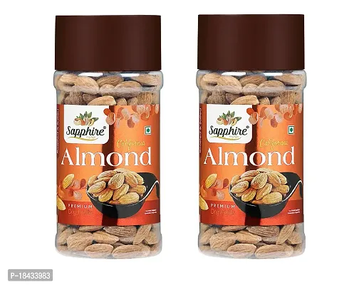 SAPPHIRE Roasted and Salted Almonds/Badam Giri Jar - Pack of 2 (200gm X 2)