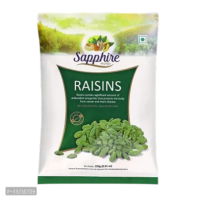SAPPHIRE Premium Long  Green Raisins/Kishmish Value Pack (100% Natural) 250gm-thumb0