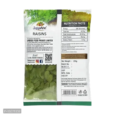 SAPPHIRE Premium Long  Green Raisins/Kishmish Value Pack (100% Natural) 250gm-thumb2
