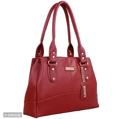 Stylish Maroon Leather Solid Handbags For Women