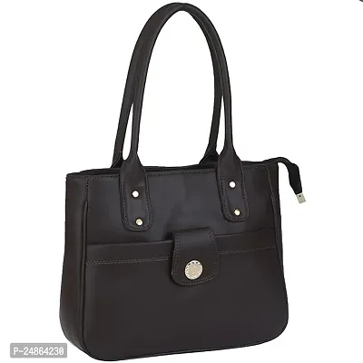 Stylish Black Leather Solid Handbags For Women