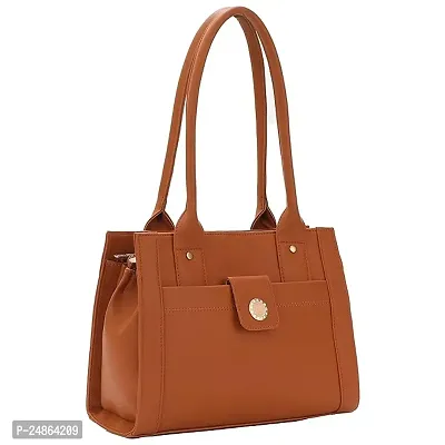 Stylish Brown Leather Solid Handbags For Women-thumb0