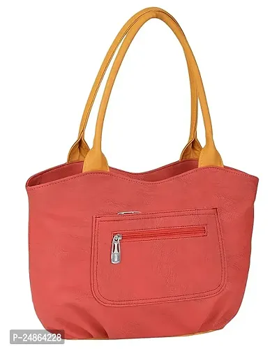Stylish Orange Leather Solid Handbags For Women