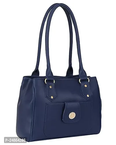 Stylish Blue Leather Solid Handbags For Women