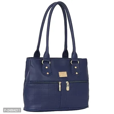 Stylish Blue Leather Solid Handbags For Women