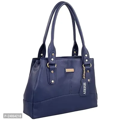 Stylish Blue Leather Solid Handbags For Women