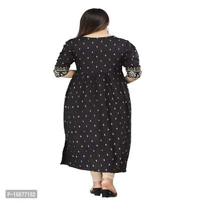 Fashion Viscose Rayon Printed Black Naira Cut Kurta-thumb2